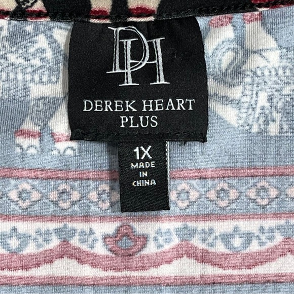 Derek heart plus size 1x short sleeve mini dress, vneck, elephants, ties at side - Picture 11 of 12